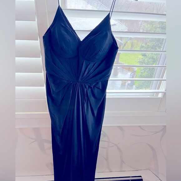 Zimmerman Navy Blue Silk Draped Front Dress Size 1 - Picture 1 of 6